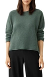 Eileen Fisher Crewneck Cashmere-silk Boucle Top In Cypress