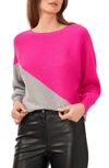 Vince Camuto Asymmetric Colorblock Cotton Blend Sweater In Paradox
