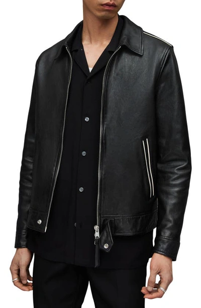 Allsaints Regis Leather Jacket In Black