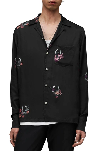 Allsaints Goodluck Relaxed Fit Shirt In Jet Black