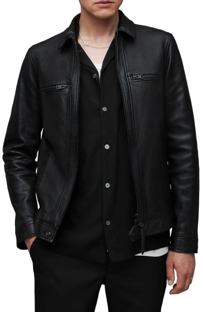 Allsaints Luck Leather Jacket In Black