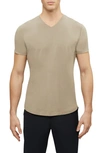 Cuts Trim Fit V-neck Cotton Blend T-shirt In Stone