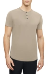 Cuts Trim Fit Short Sleeve Henley In Stone