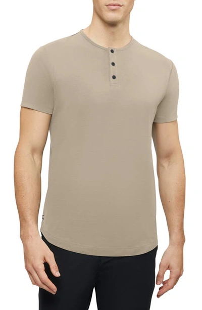 Cuts Trim Fit Short Sleeve Henley In Stone