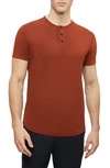 Cuts Trim Fit Short Sleeve Henley In Tuscan