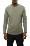 Cuts Trim Fit Long Sleeve Henley In Carbon