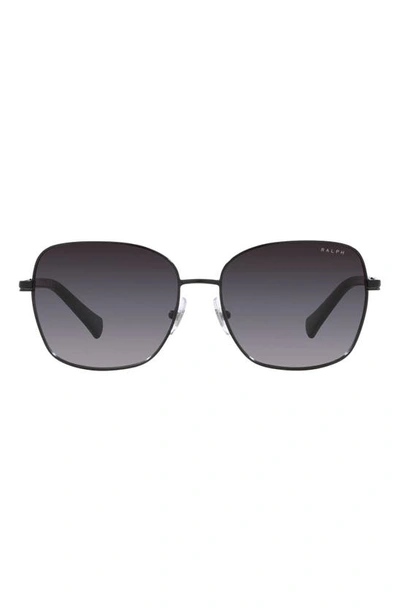Ralph 58mm Gradient Rectangular Sunglasses In Shiny Black