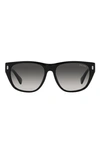 Ralph 55mm Gradient Irregular Sunglasses In Shiny Black