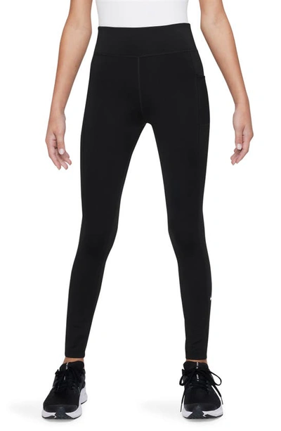 Nike Dri-fit One Big Kids' (girls') Leggings With Pockets In Black