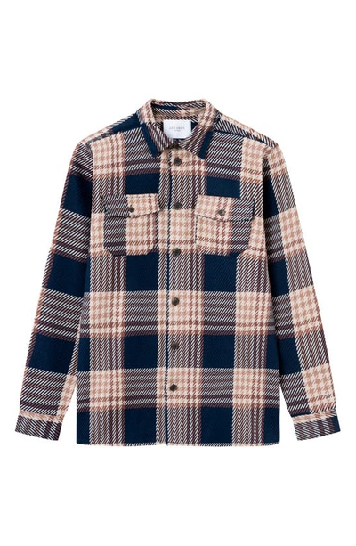 Les Deux Jesse Check Hybrid 2.0 Button-up Shirt In Dark Navy/ Ivory