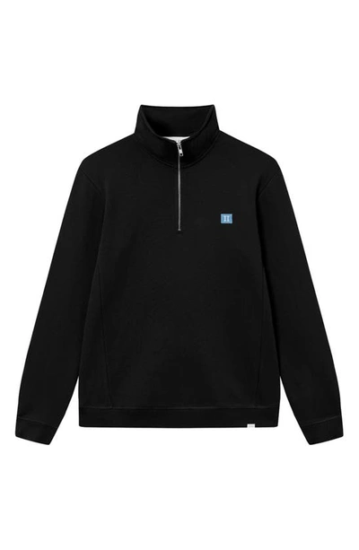 Les Deux Piece Half Zip Pullover In Black/ Washed Denim Blue-white