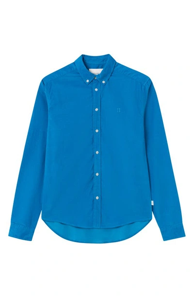 Les Deux Christoph Corduroy Button-down Shirt In Washed Denim Blue