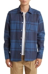 Les Deux Jeremy Flannel Button-up Shirt In Dark Navy/ Midnight Blue