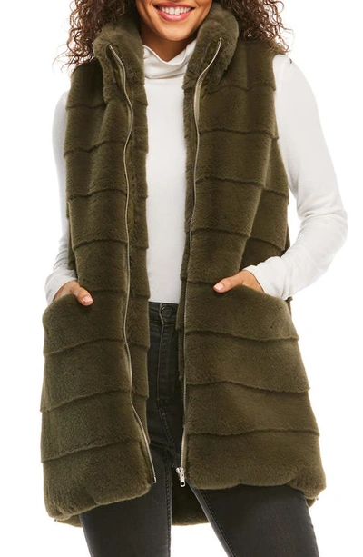 Donna Salyers Fabulous-furs Faux Fur Vest In Olive