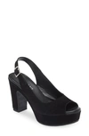 Cordani Tyler Peep Toe Slingback Pump In Crosta Pelle Nero