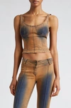 Knwls Denim Bustier Tank In Trainwreck