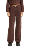 Ganni Overdyed Bleach Denim Izey Jeans In Shaved Chocolate