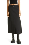 Ganni A-line Organic Cotton Midi Skirt In Black