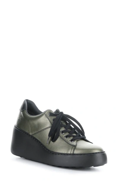 Fly London Delf Platform Wedge Sneaker In 009 Graphite