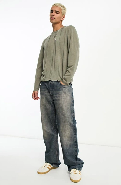 Asos Design Skinny Long Sleeve T-shirt In Khaki