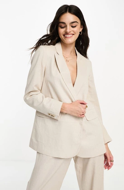 Asos Design Twill Dad Blazer In Neutral