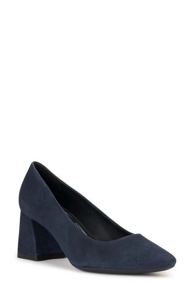 Geox Giselda Block Heel Pump In Dk Jeans