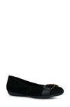 Geox Woman Ballet Flats Black Size 10.5 Leather