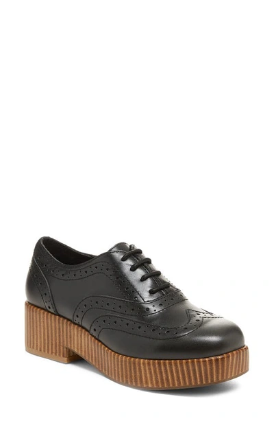 Kelsi Dagger Brooklyn Crest Platform Wingtip Oxford In Black