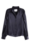 Frame Gillian Silk Blouse In Navy