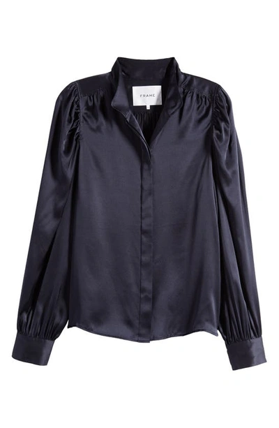 Frame Gillian Silk Blouse In Navy