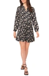 VINCE CAMUTO FLORAL LONG SLEEVE MINIDRESS