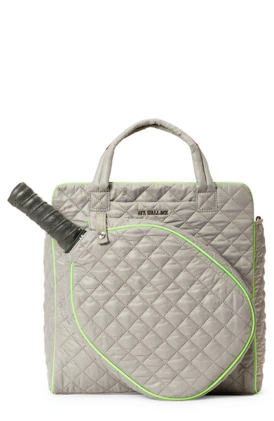 Mz Wallace Quilted Pickelball Tote In Cement/silver