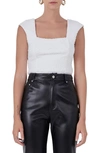 Endless Rose Textured Tulle Cap Sleeve Top In White