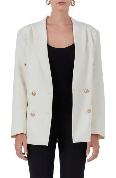 Endless Rose Women's Double Breasted Suit Blazer In Ecru