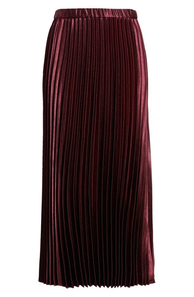 Anne Klein Pleated Satin Skirt In Red