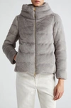 Herno Quilted Down Faux Fur Puffer Jacket In Grey