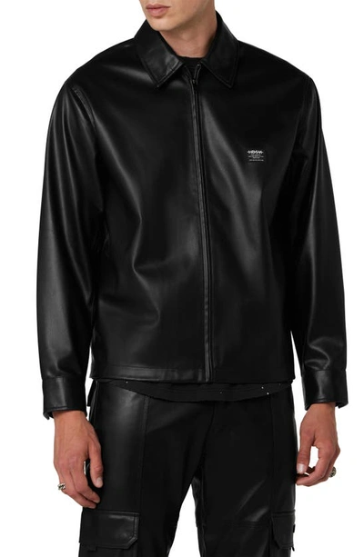 Hudson Faux Leather Zip-up Shirt Jacket In Phantom