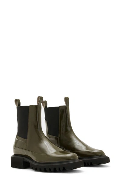 Allsaints Harlee Lug Sole Chelsea Boot In Bronze Green Shine