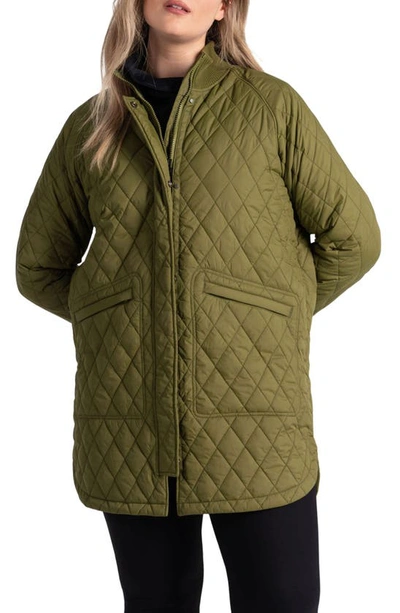 Lole Quilted Water Repellent Nylon Bomber Jacket In Tarragon