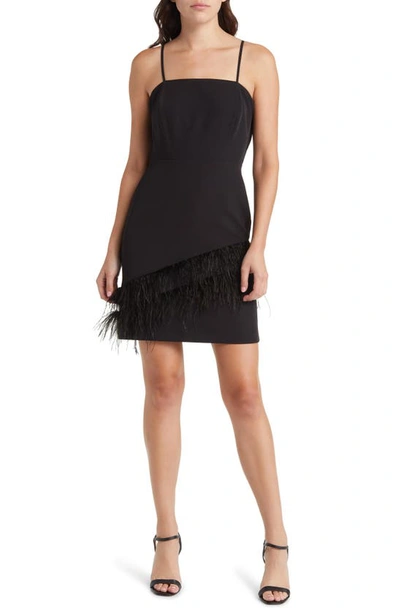 Sam Edelman Feather Hem Sheath Dress In Black