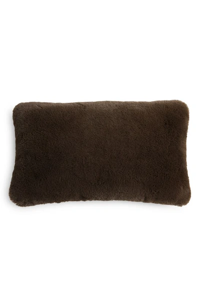 Unhide Squish Fleece Lumbar Pillow In Chocolate Hare