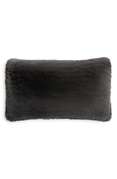 Unhide Squish Fleece Lumbar Pillow In Charcoal Charlie