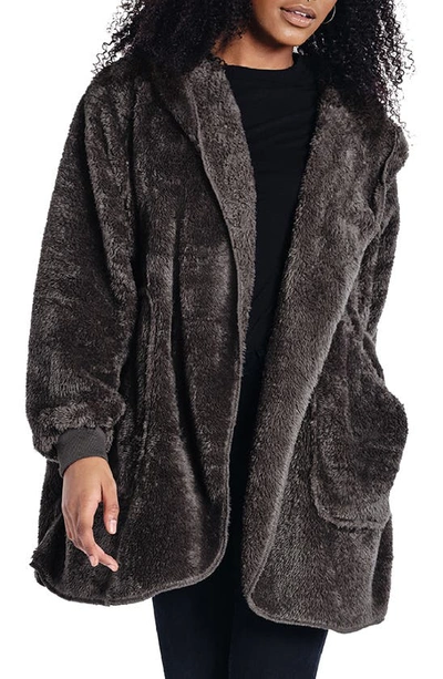 Unhide Shleepy Hooded Fleece Wrap In Charcoal Charlie