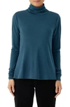 Eileen Fisher Heathered Long-sleeve Turtleneck Top In Alpne