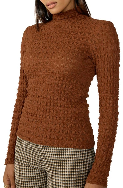 Sanctuary Lace Mock Neck Top In Caramel Ca