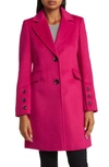 Sam Edelman Wool Blend Notch Collar Coat In Magenta