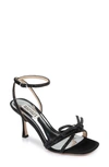 Badgley Mischka Effie Glitter Crystal Knot Cocktail Sandals In Black