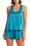 Lunya Racerback Washable Silk Short Pajamas In Slope Teal