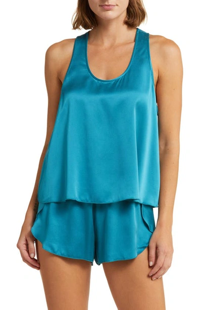 Lunya Racerback Washable Silk Short Pajamas In Slope Teal