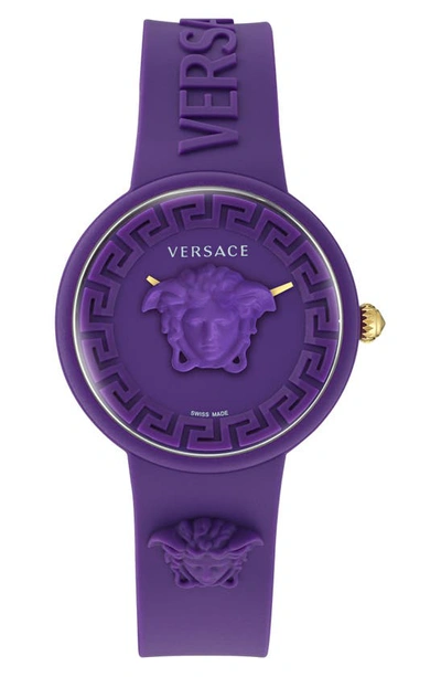 Versace 39mm Medusa Pop Watch With Silicone Strap And Matching Case, Purple